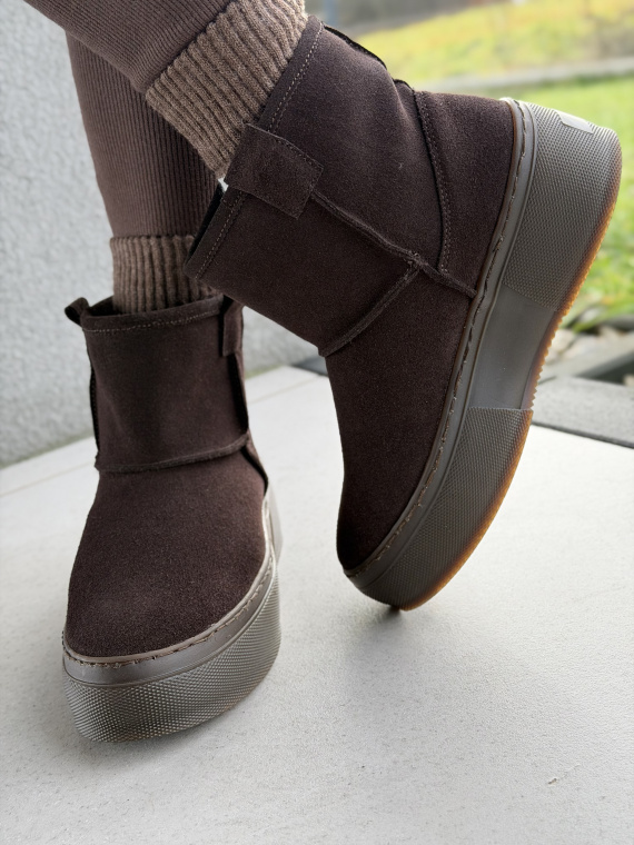 Naturalna skóra, polska jakość – brązowe śniegowce OLEKSY