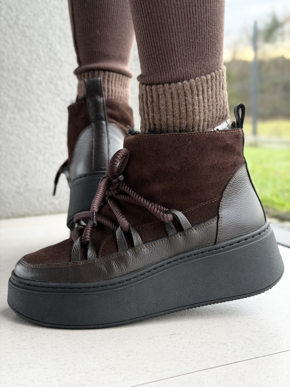 Naturalna skóra, polska jakość – brązowe śniegowce OLEKSY