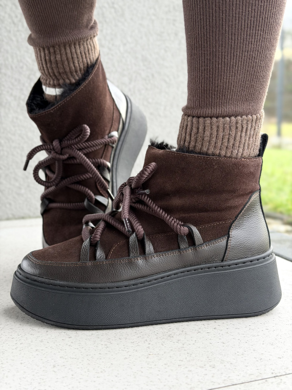 Naturalna skóra, polska jakość – brązowe śniegowce OLEKSY