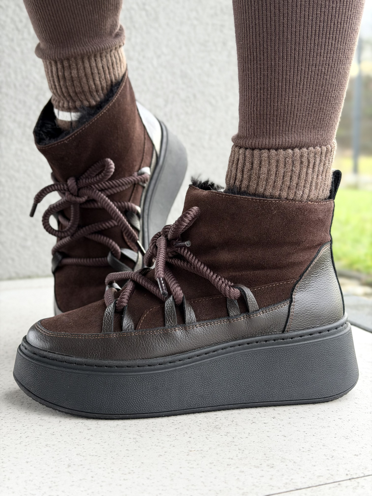 Naturalna skóra, polska jakość – brązowe śniegowce OLEKSY