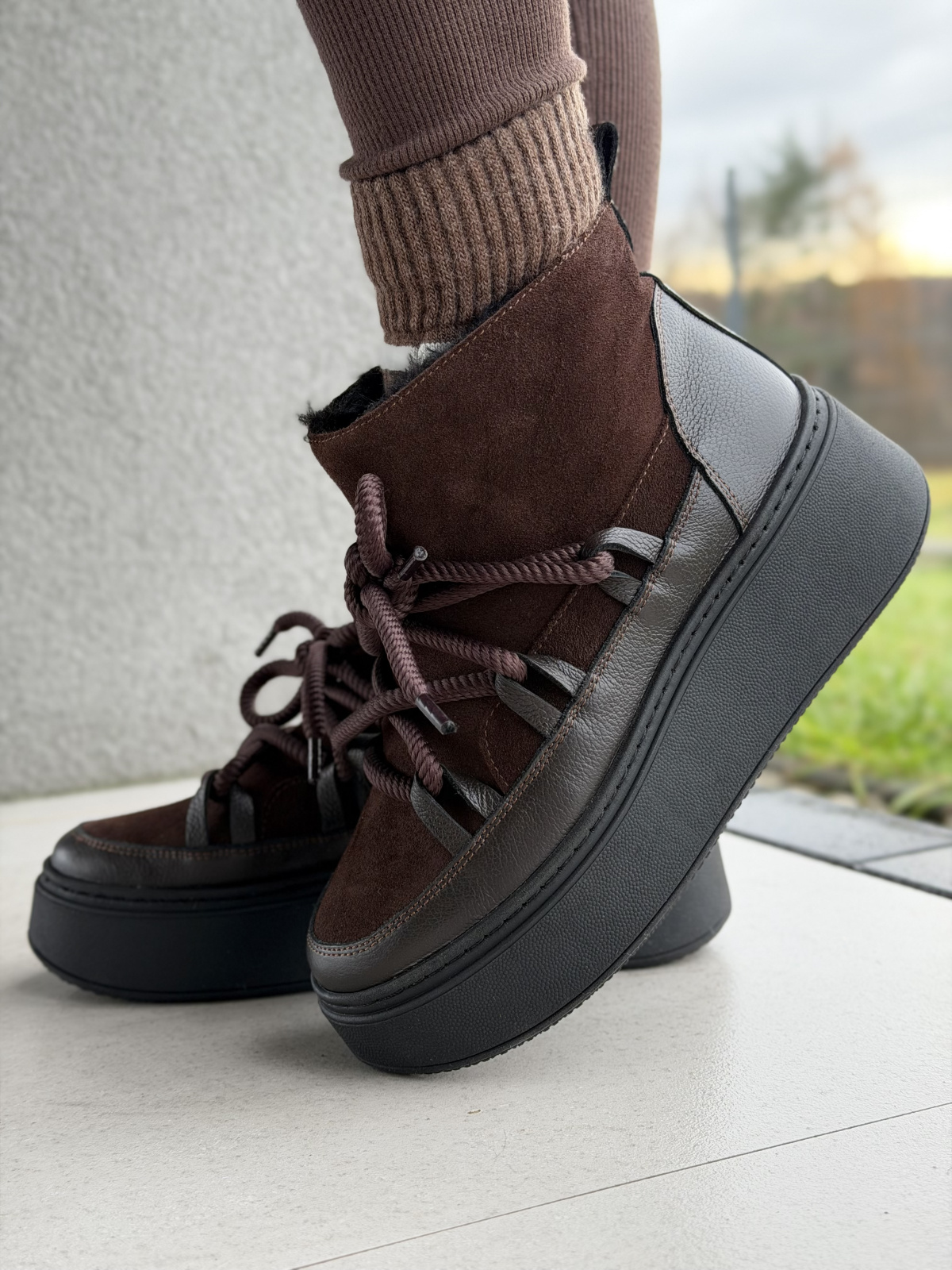 Naturalna skóra, polska jakość – brązowe śniegowce OLEKSY