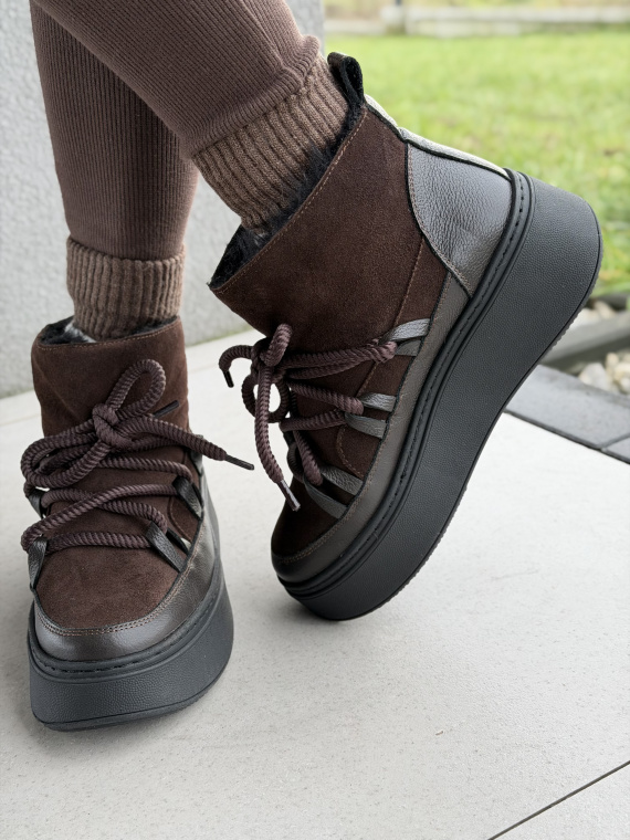 Naturalna skóra, polska jakość – brązowe śniegowce OLEKSY