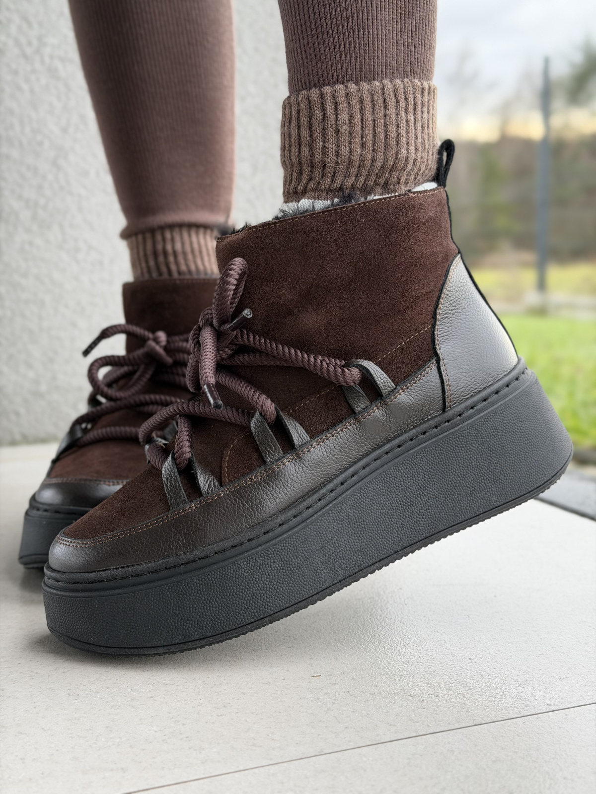 Naturalna skóra, polska jakość – brązowe śniegowce OLEKSY