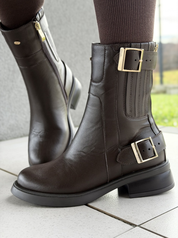 Brązowe botki ze skóry naturalnej OLEKSY – polska jakość i styl