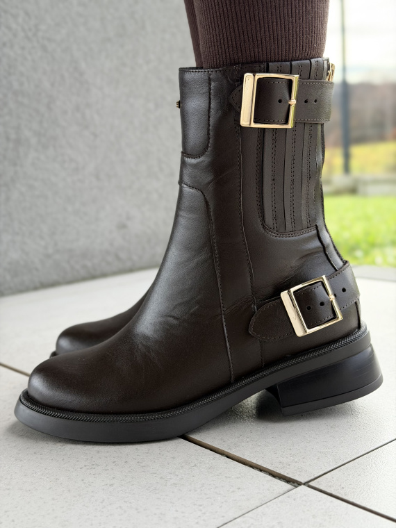 Brązowe botki ze skóry naturalnej OLEKSY – polska jakość i styl