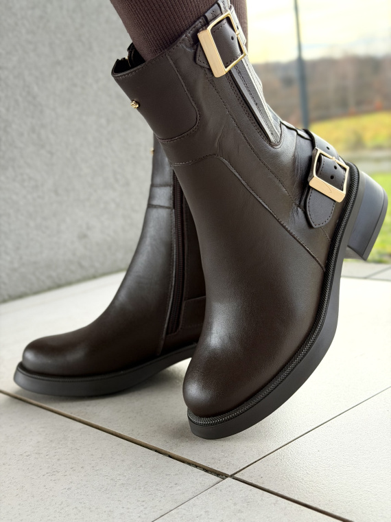 Brązowe botki ze skóry naturalnej OLEKSY – polska jakość i styl
