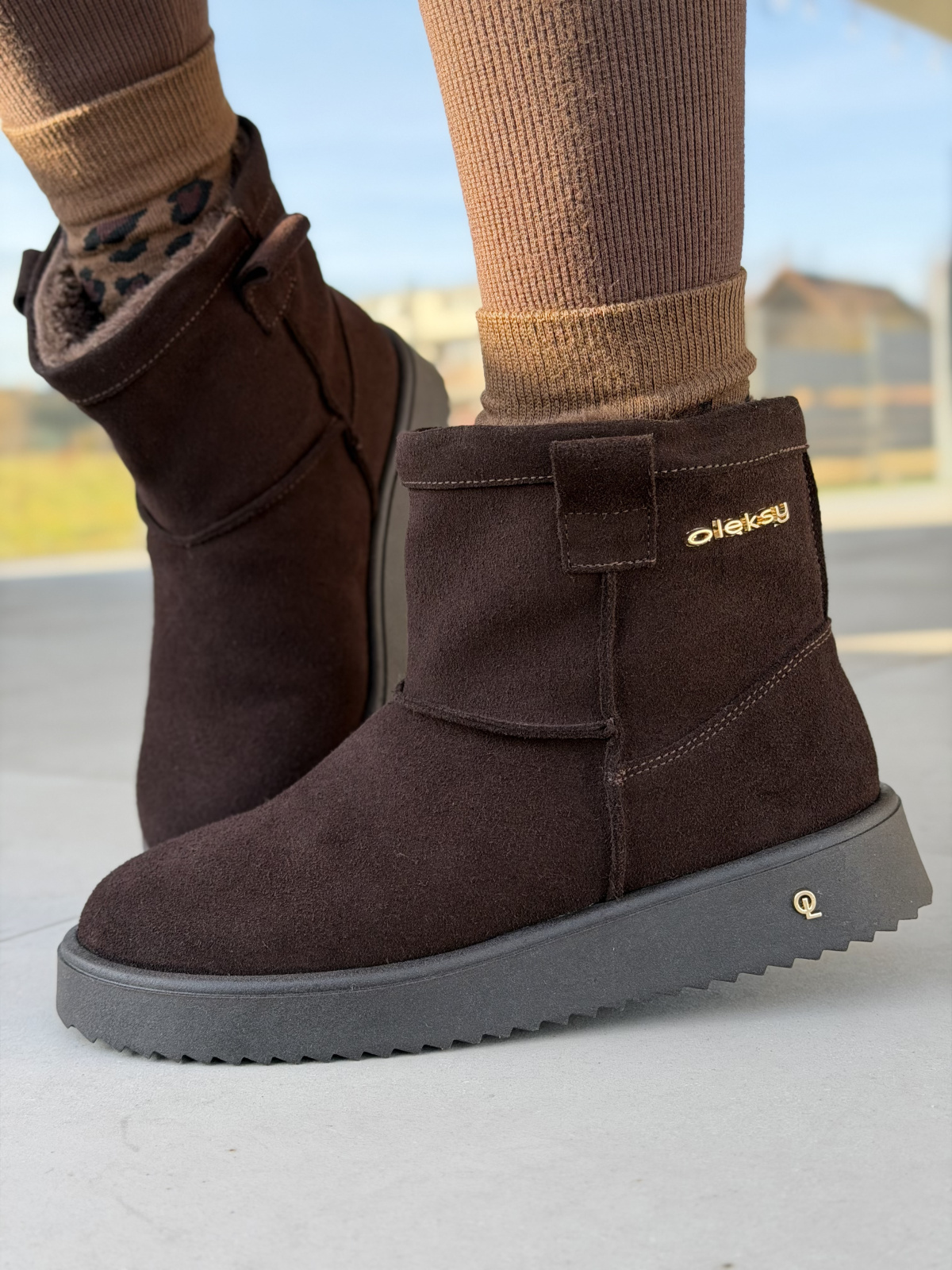 Naturalna skóra, polska jakość – brązowe śniegowce OLEKSY