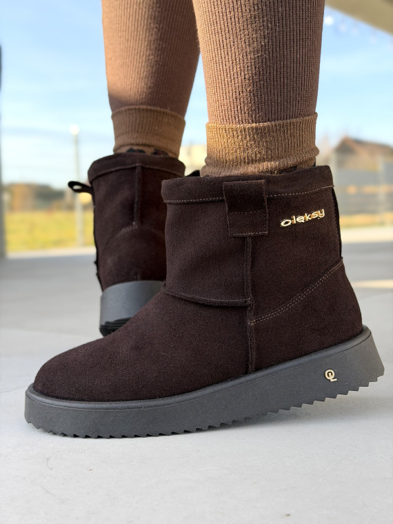 Naturalna skóra, polska jakość – brązowe śniegowce OLEKSY