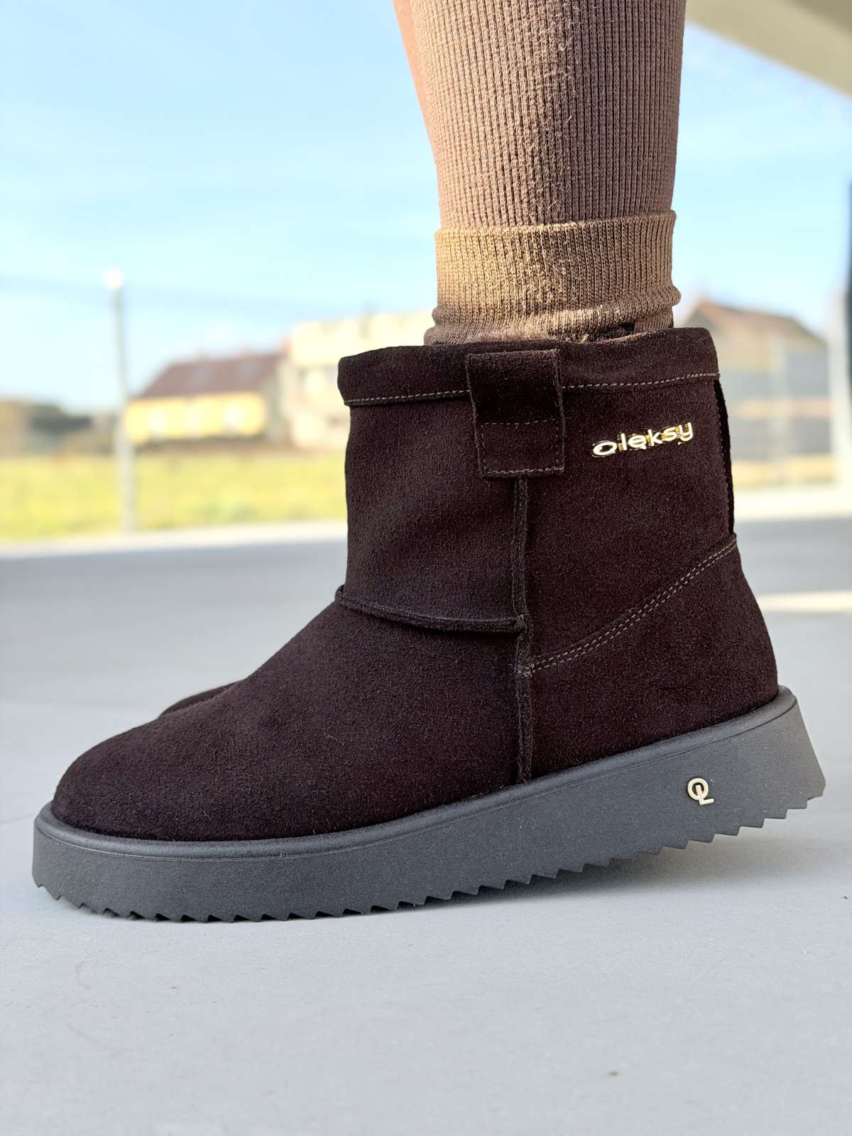 Naturalna skóra, polska jakość – brązowe śniegowce OLEKSY