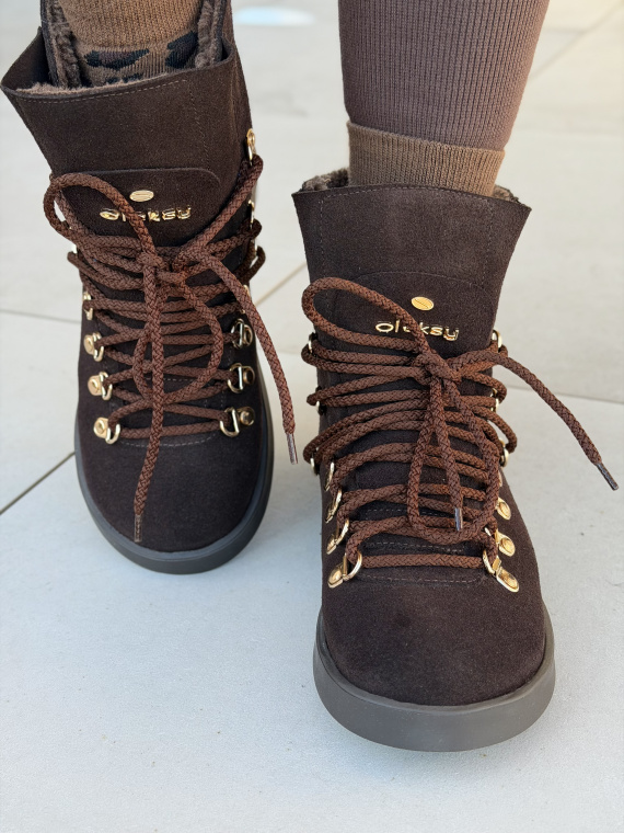 Naturalna skóra, polska jakość – brązowe śniegowce OLEKSY