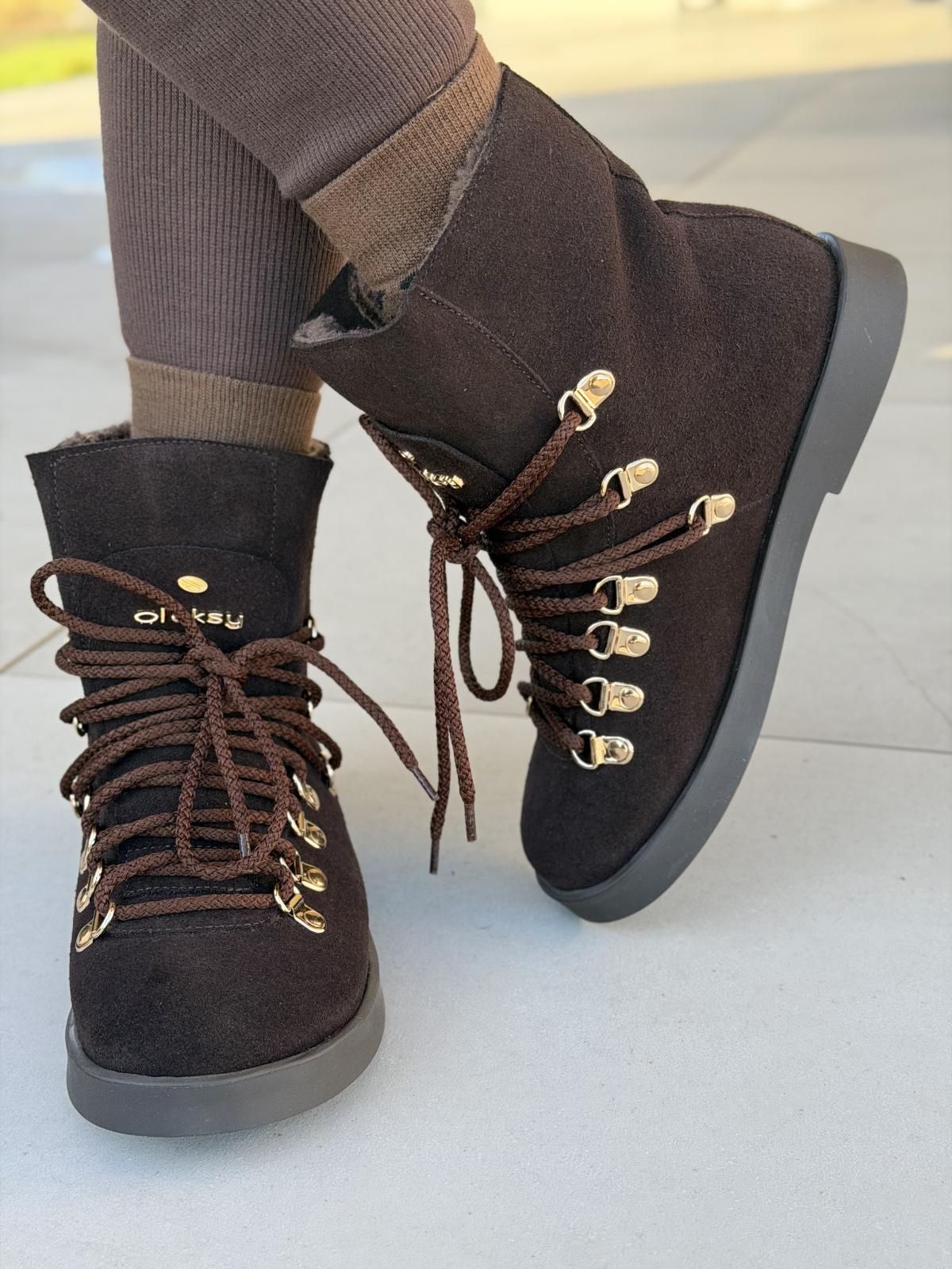 Naturalna skóra, polska jakość – brązowe śniegowce OLEKSY