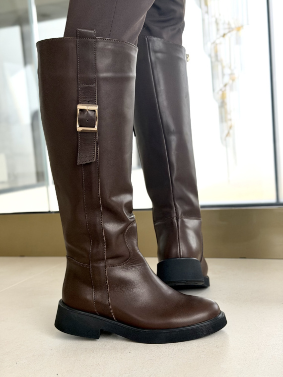 Brązowe kozaki ze skóry naturalnej OLEKSY – polska jakość i styl