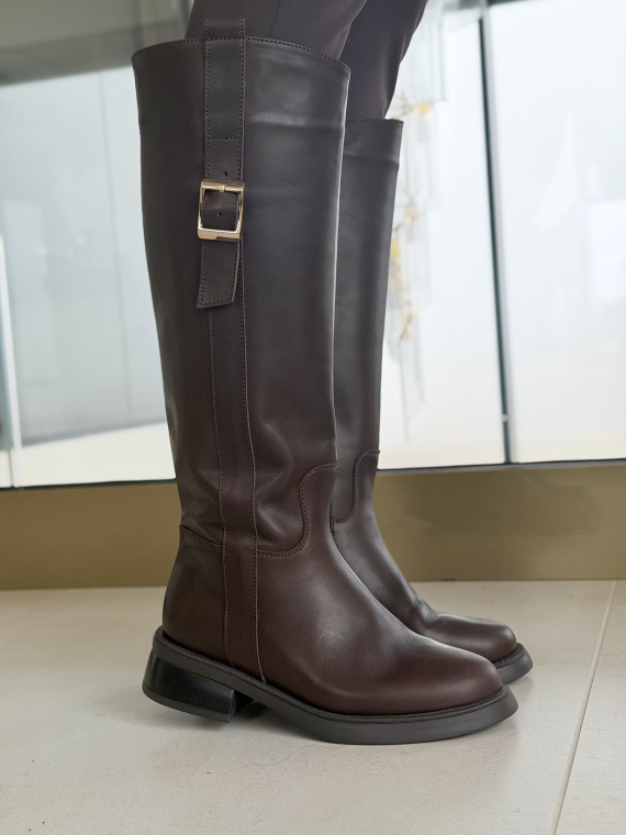 Brązowe kozaki ze skóry naturalnej OLEKSY – polska jakość i styl