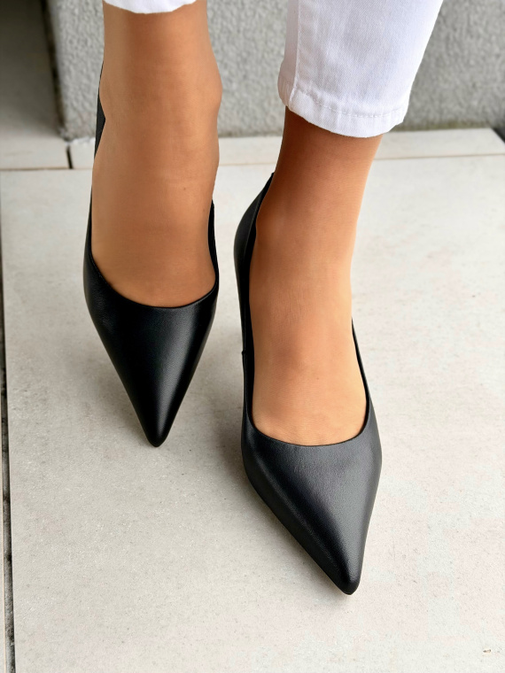 Czarne czółenka ze skóry naturalnej OLEKSY