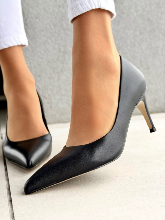 Czarne czółenka ze skóry naturalnej OLEKSY