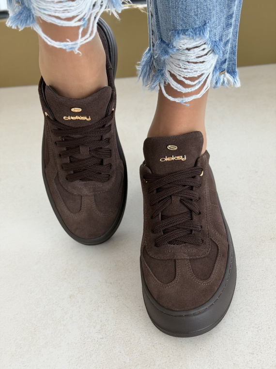 Brązowe sneakersy zamszowe ze skóry naturalnej OLEKSY