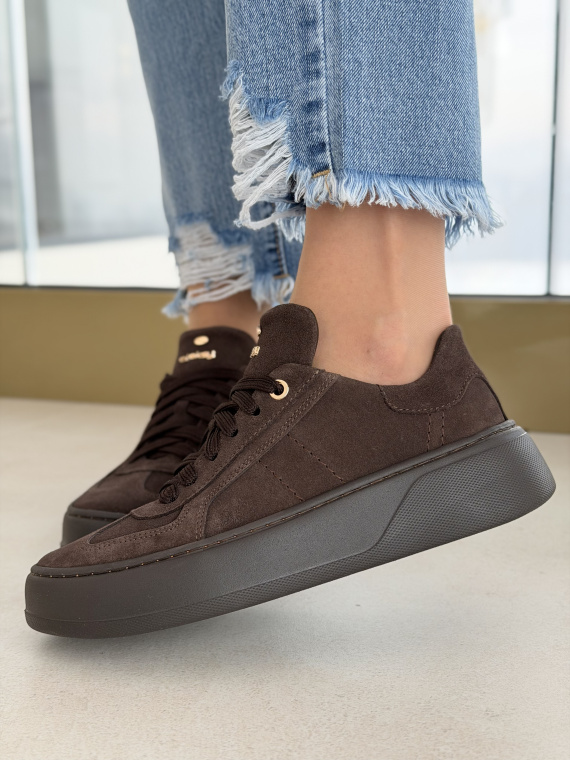 Brązowe sneakersy zamszowe ze skóry naturalnej OLEKSY