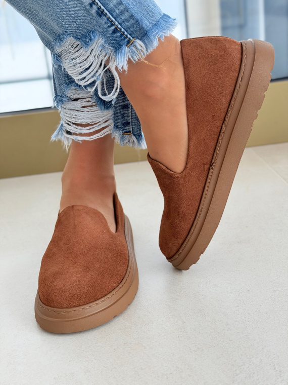 Brązowe mokasyny barefoot zamszowe skórzane casual damskie OLEKSY