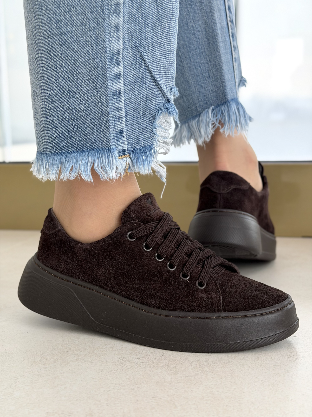 Brązowe sneakersy zamszowe skórzane OLEKSY casual