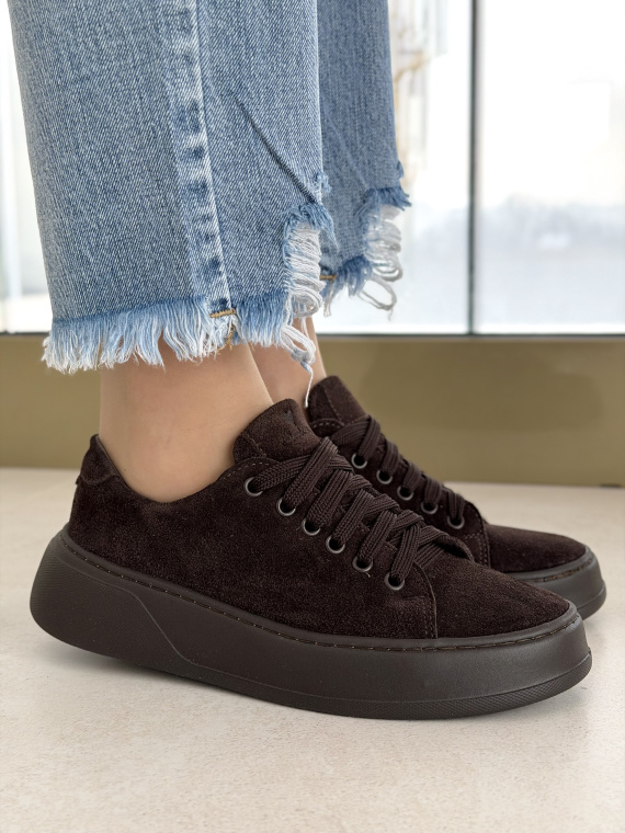 Brązowe sneakersy zamszowe skórzane OLEKSY casual