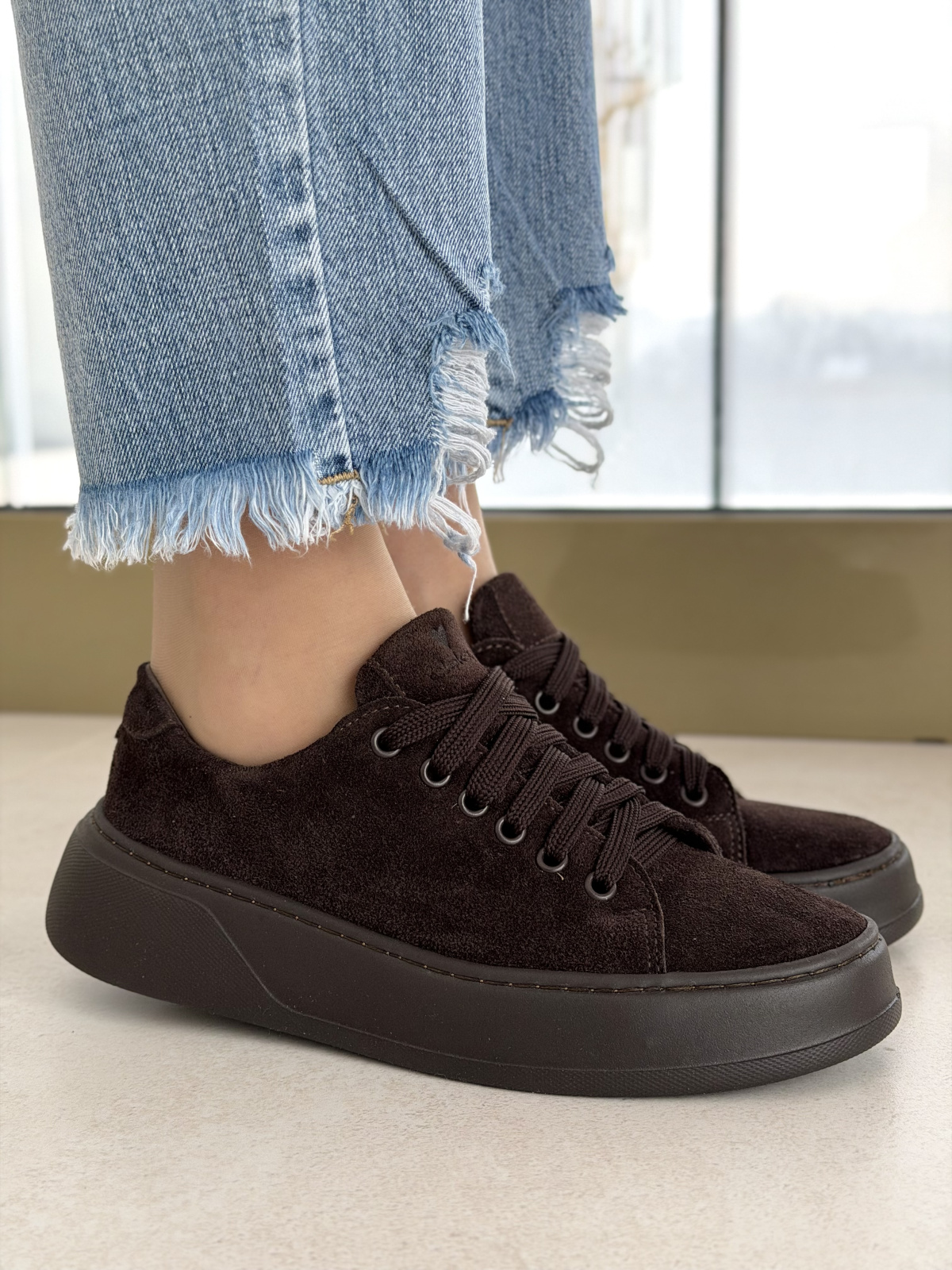 Brązowe sneakersy zamszowe skórzane OLEKSY casual