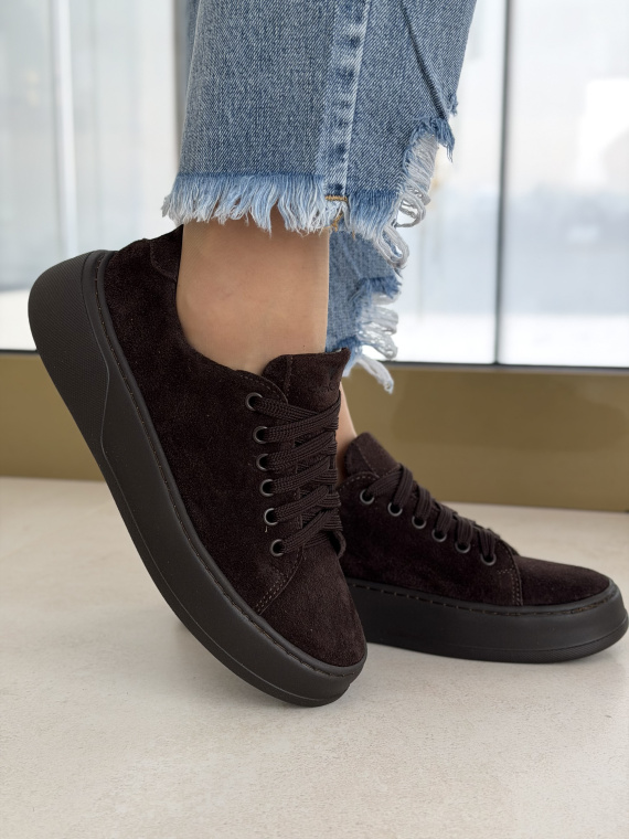 Brązowe sneakersy zamszowe skórzane OLEKSY casual