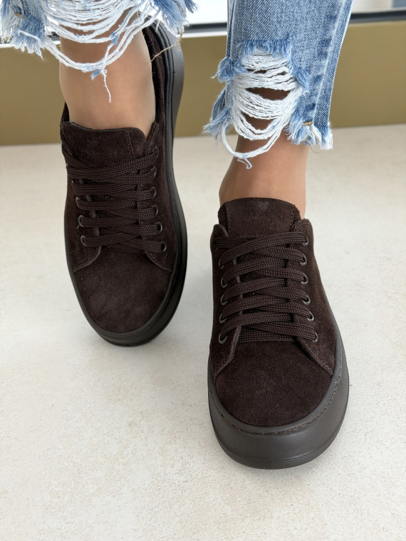 Brązowe sneakersy zamszowe skórzane OLEKSY casual