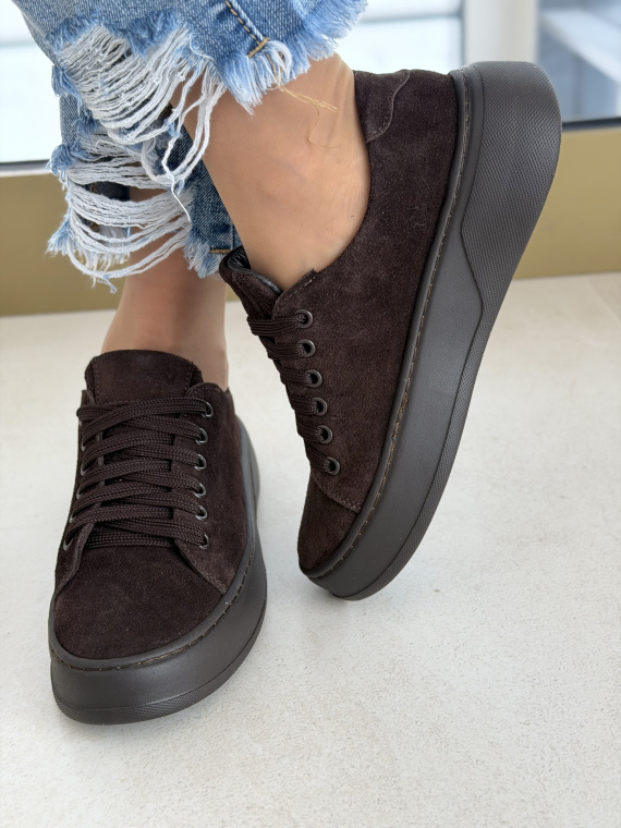 Brązowe sneakersy zamszowe skórzane OLEKSY casual