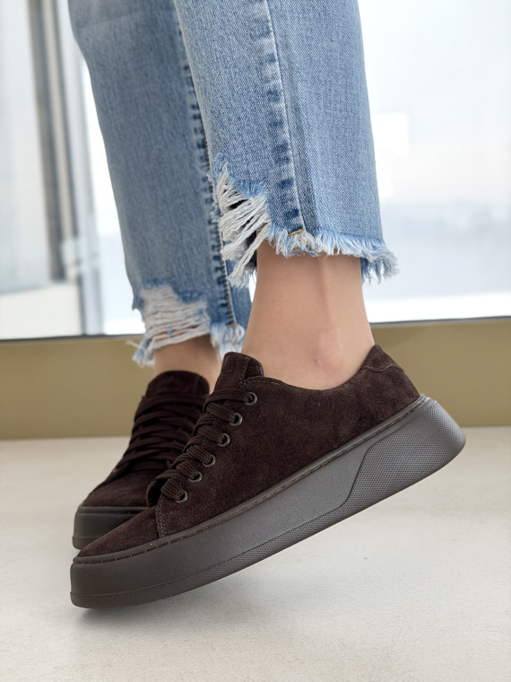 Brązowe sneakersy zamszowe skórzane OLEKSY casual