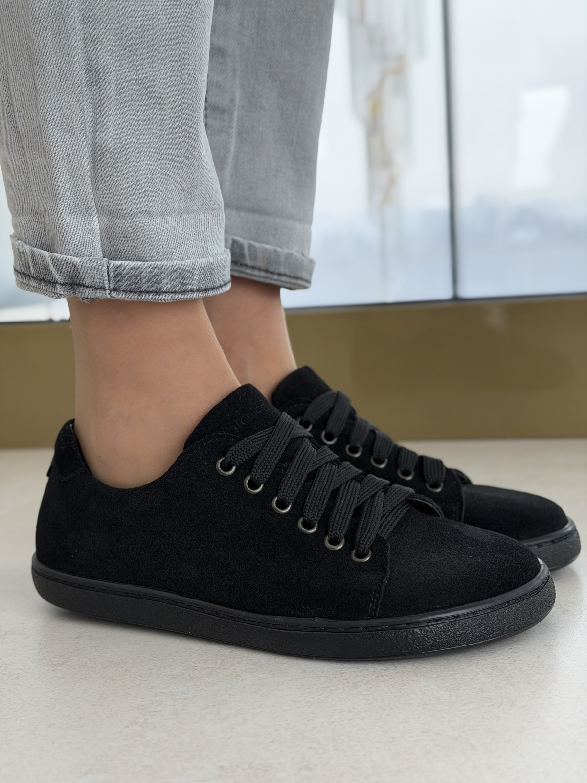 Czarne barefoot sneakersy skórzane OLEKSY