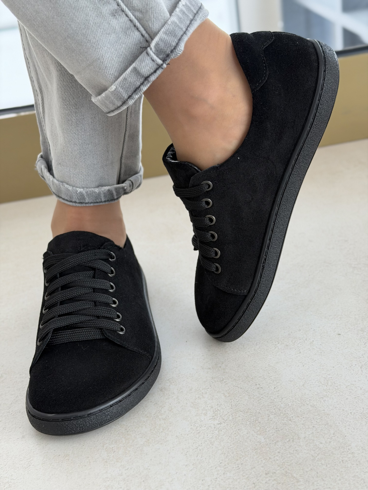 Czarne barefoot sneakersy skórzane OLEKSY