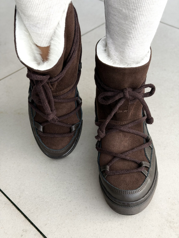 Ciepłe brązowe śniegowce skórzane damskie OLEKSY