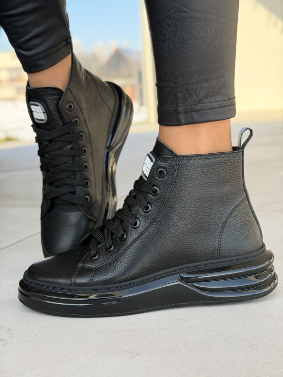 Czarne skórzane sneakersy damskie OLEKSY