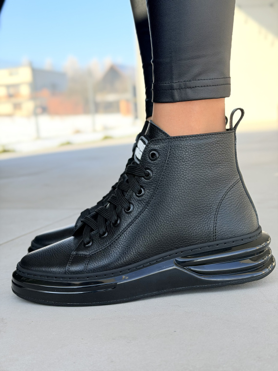 Czarne skórzane sneakersy damskie OLEKSY