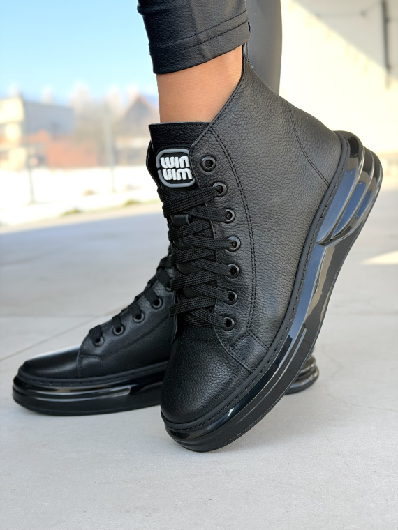 Czarne skórzane sneakersy damskie OLEKSY