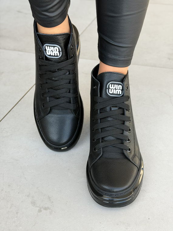 Czarne skórzane sneakersy damskie OLEKSY