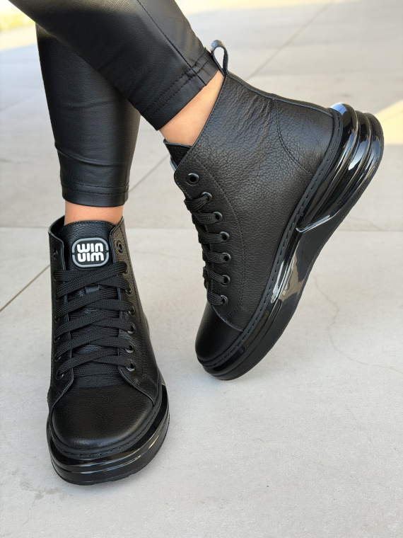 Czarne skórzane sneakersy damskie OLEKSY