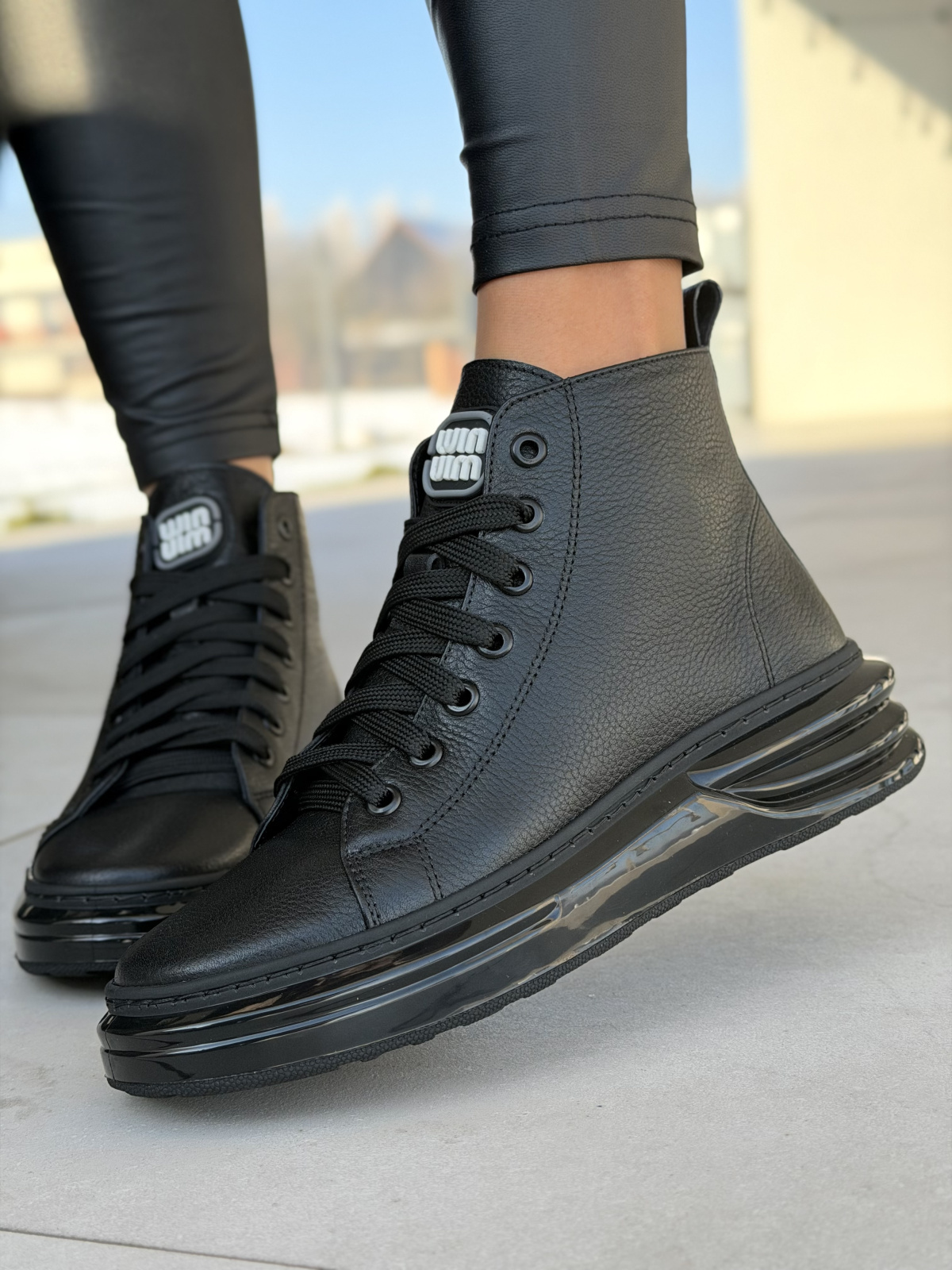 Czarne skórzane sneakersy damskie OLEKSY