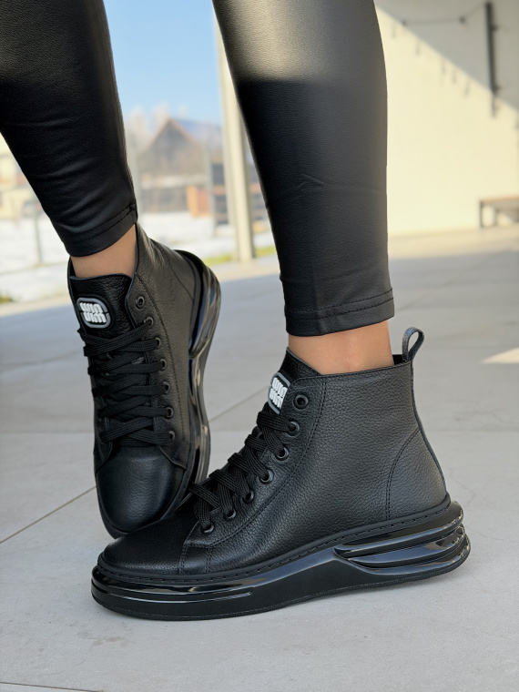 Czarne skórzane sneakersy damskie OLEKSY