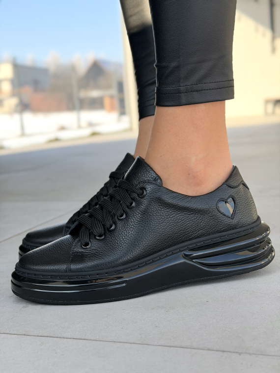 Czarne skórzane sneakersy damskie OLEKSY