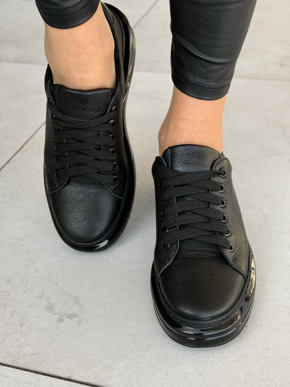 Czarne skórzane sneakersy damskie OLEKSY