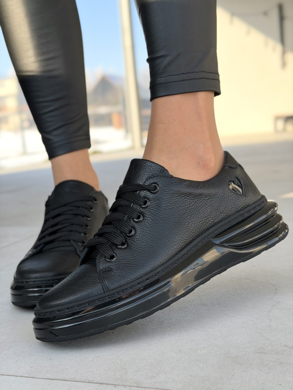 Czarne skórzane sneakersy damskie OLEKSY