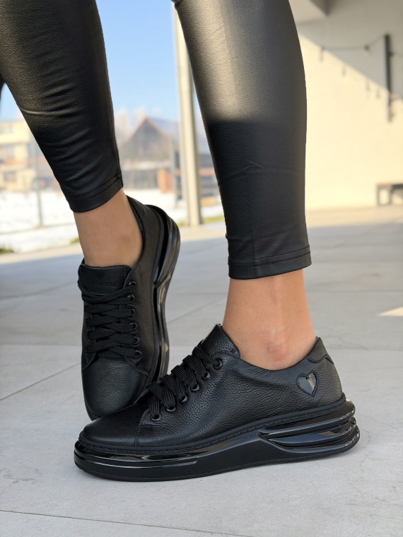 Czarne skórzane sneakersy damskie OLEKSY
