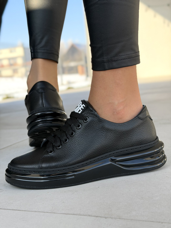 Czarne skórzane sneakersy damskie OLEKSY Made in Poland