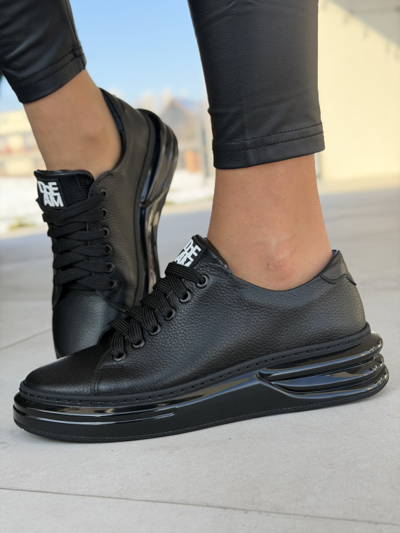 Czarne skórzane sneakersy damskie OLEKSY Made in Poland