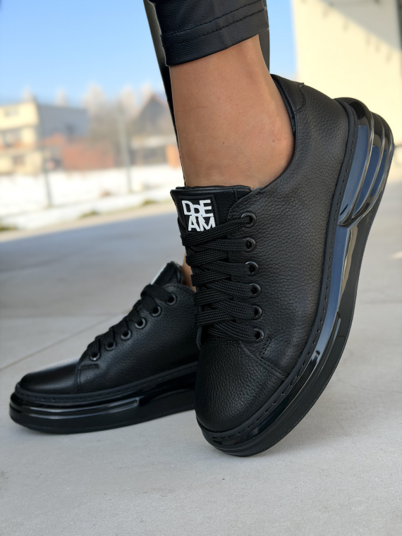 Czarne skórzane sneakersy damskie OLEKSY Made in Poland