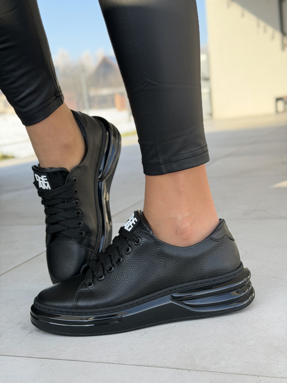 Czarne skórzane sneakersy damskie OLEKSY Made in Poland