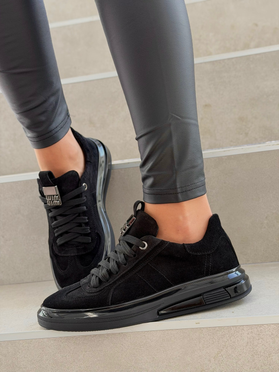 Czarne sneakersy zamszowe ze skóry naturalnej OLEKSY