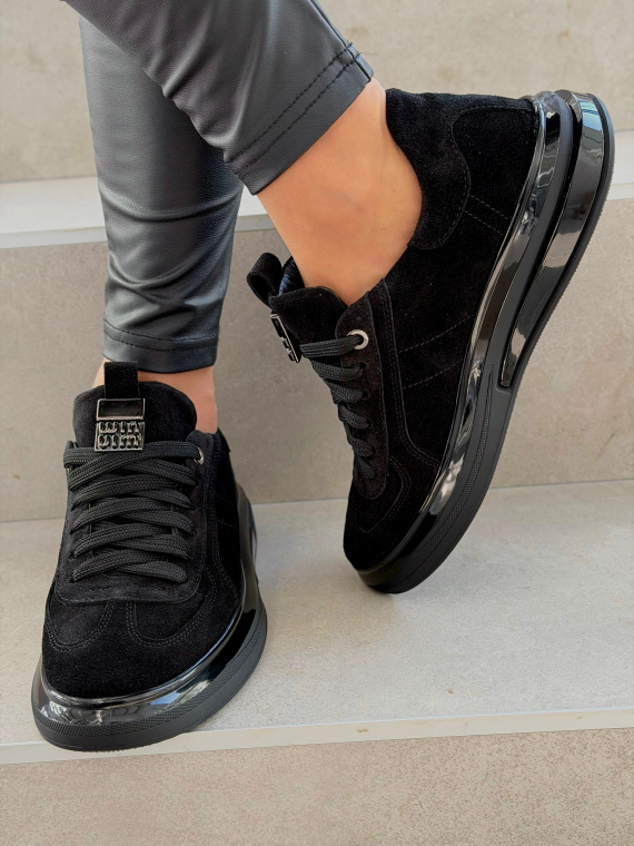 Czarne sneakersy zamszowe ze skóry naturalnej OLEKSY