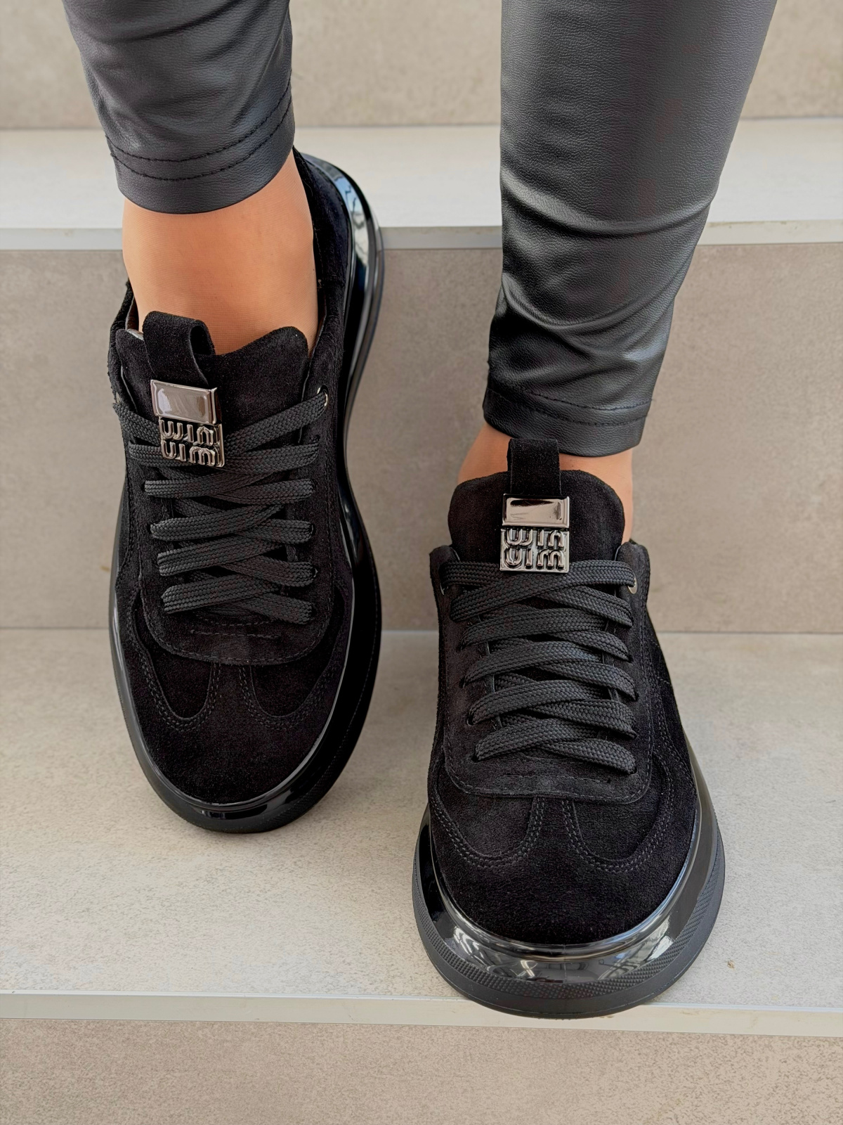 Czarne sneakersy zamszowe ze skóry naturalnej OLEKSY